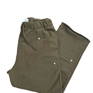 Men’s Aime Leon Dore ALD Olive Green Floral Embroidered Sweatpants Size XL